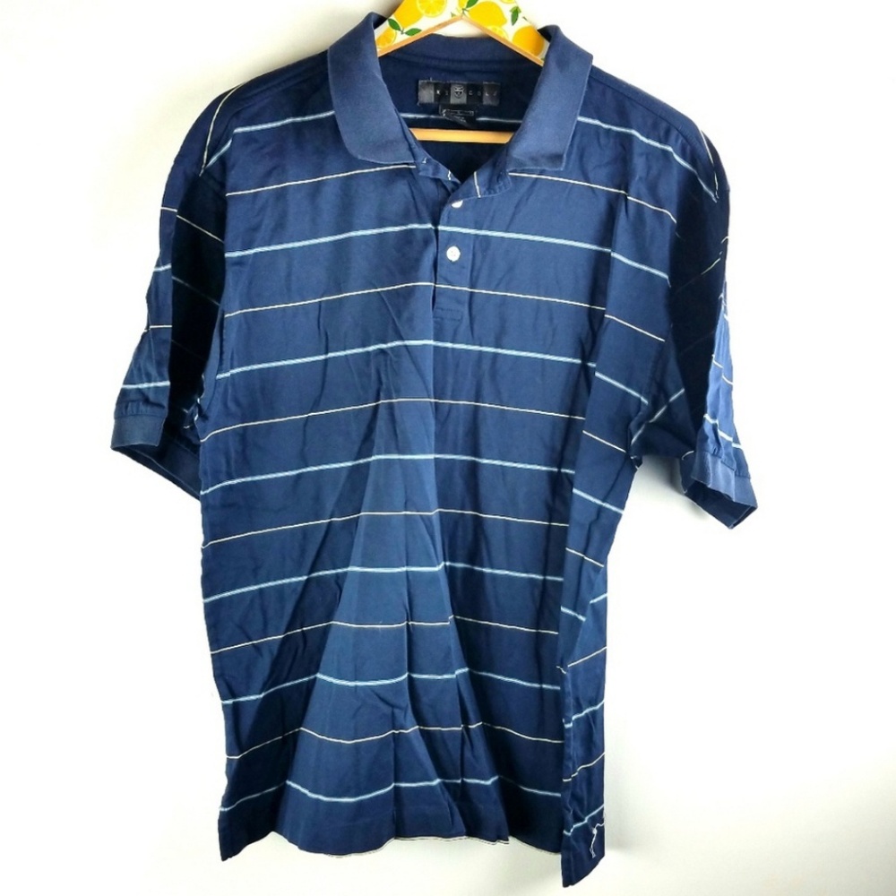 Nike Golf Navy Striped Polo Shirt Sz L